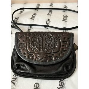 TURTLE RIDGE Small Purse Leather Hand Tooled Crossbody/Shoulder Bag Brown